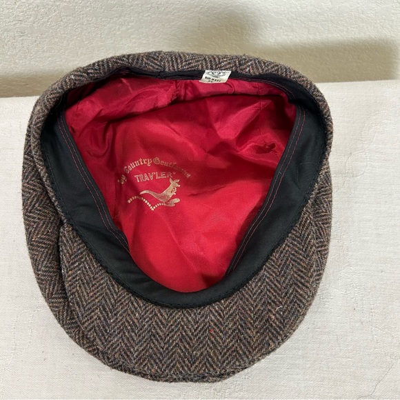 VTG Driving Flat Scally Cap Sz 7 1/8 herringbone tweed made in USA Preppy - Picture 9 of 9
